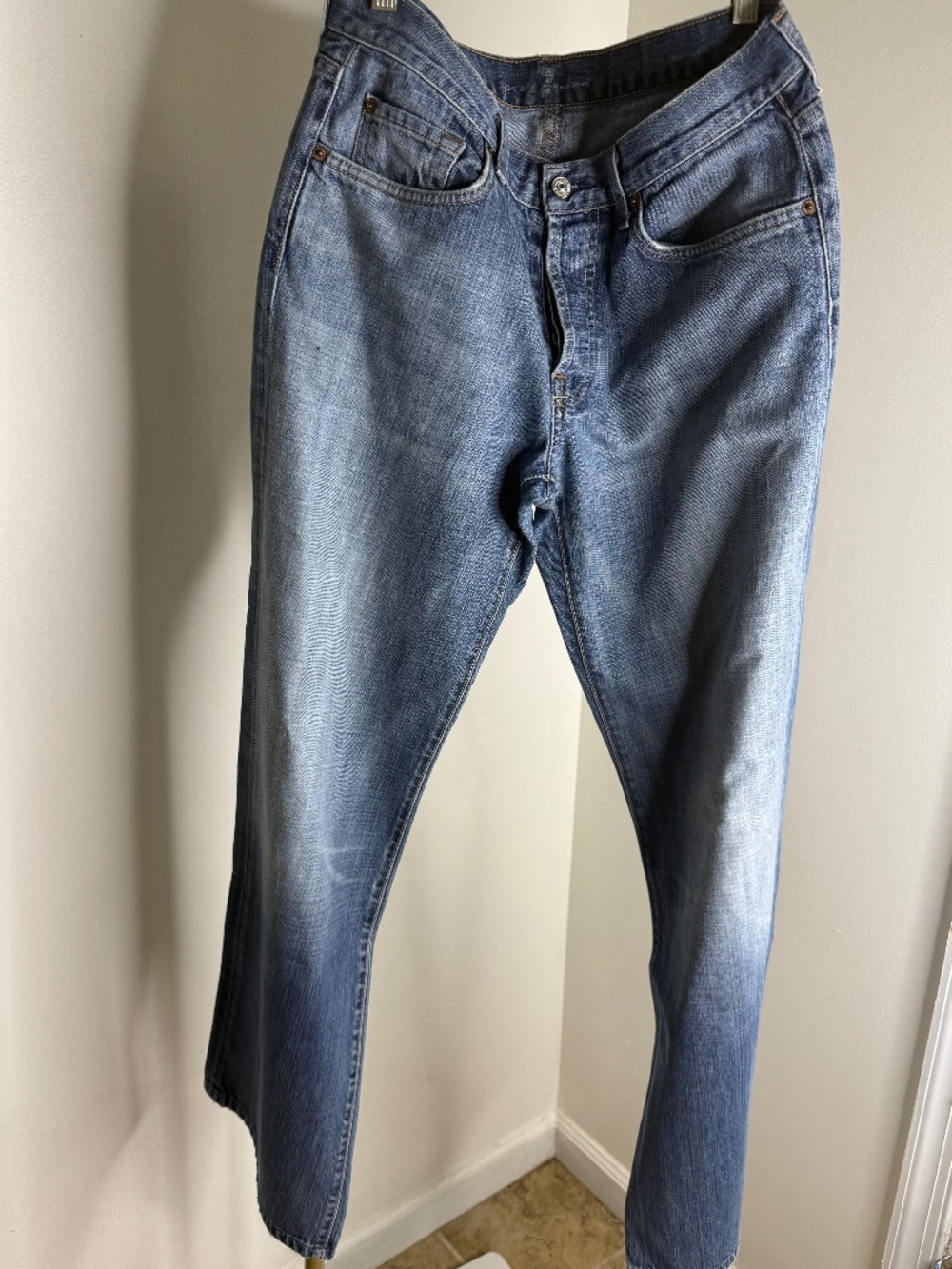 7 For All Mankind Jeans Size 32 Medium Wash Straight Leg Premium Denim - Picture 2 of 14